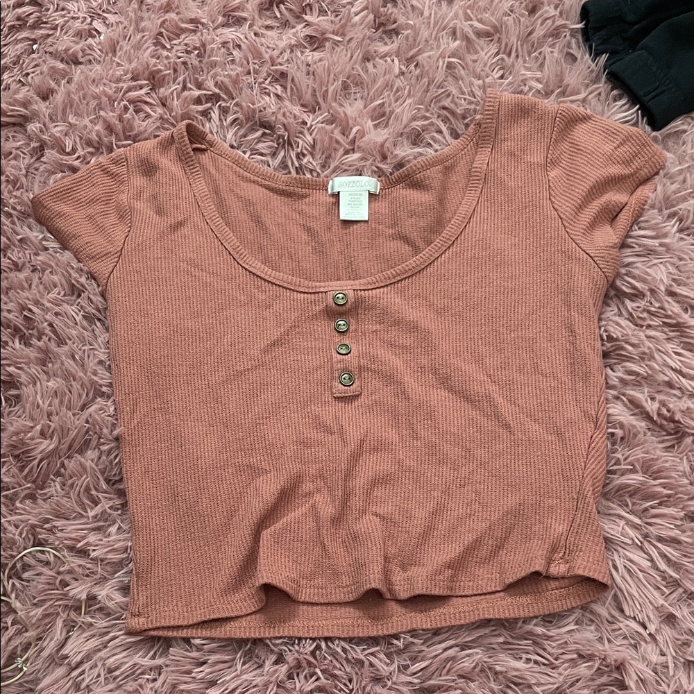 Women's BOZZOLO Copper Buttoned Cropped Top